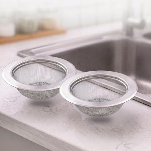 Image of Trendy Home Stainless Steel Kitchen Sink Strainer Jali, 11x11x3.5 cm | Pack of 2, Rustproof Anti Clog Sink Drain Cover Filter For Waste Coupling