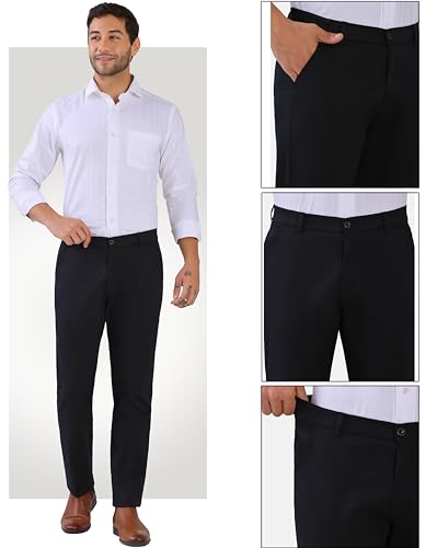 Image of TAGDO Men's Cotton Casual Trousers | Slim Fit Formal Pants for Man | Comfortable & Breathable Fabric | Stylish Office Wear | Everyday Casual Pant for Men