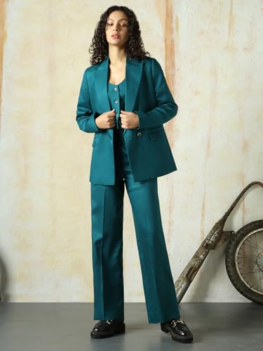Image of High Star Women Solid Longline Length Oversized Notch Lapel Collar Full Sleeve Blazer