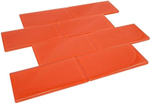 Glossy Orange Subway Glass Wall Tiles for Bathroom and Kitchen Walls Kitchen Backsplashes Accent Walls
