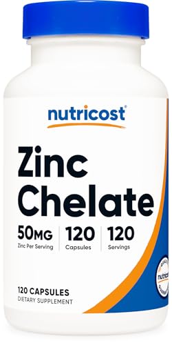 Nutricost Zinc Chelate 50mg, 120 Vegetarian Capsules - Gluten Free and Non-GMO