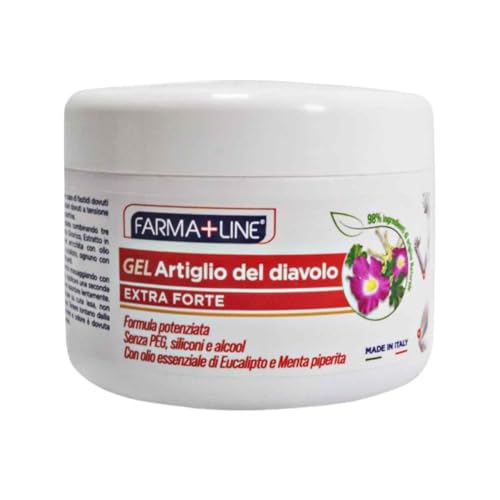 Farma+Line Gel Artiglio del Diavolo Extra Forte, Barattolo 250 ml – Gel cosmetico da massaggio con Eucalipto e Menta – 96% ingredienti di origine naturale – Made in Italy