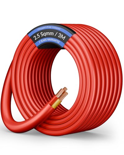 Image of FEDUS 3 Core 2.5 Sqmm Pure Copper Power Cable Cord Flame Retardant Heavy Duty Industrial Grade 14AWG Heavy Load Flexible Heat Resistant Electrical 100% Oxygen-Free Copper Wire for Home Appliances 3 M