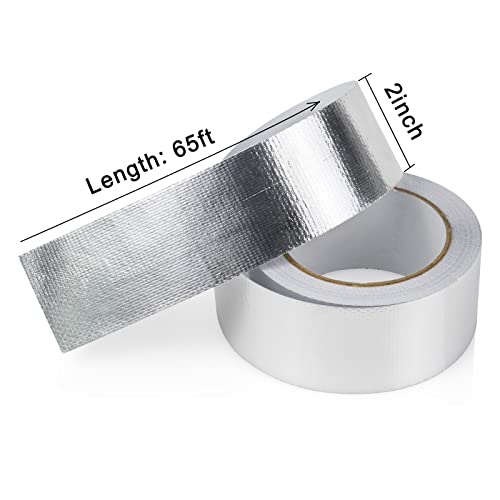 Image of BOMEI PACK 1 Roll Aluminum Foil Heat Shield Cool Tape 2 Inch x 66 ft Heat Reflective Thermal Barrier Reflective Tape for Hose and Auto Use