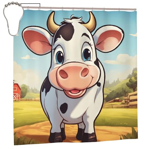 Rideau de douche vache en polyester 183x183 cm avec 12 œillets