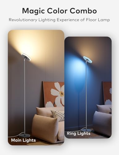 Image of Bright Floor Lamp,42W 3700LM LED Torchiere Floor Lamps for Living Room, 71in. Modern Tall Standing Light with Remote,Color & Brightness Dimmable Sky Light,1 /2 /3H Timer for Bedroom,Office(Gray)