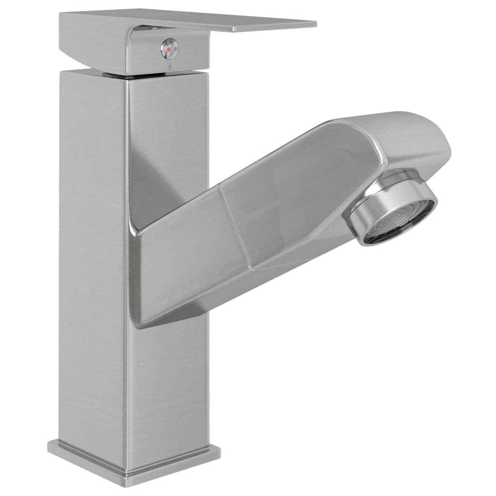 Bateria umywalkowa z wyciąganą słuchawką, jednouchwytowa bateria łazienkowa ze stali nierdzewnej i ABS, obracana o 360 stopni, 157 x 172 mm
