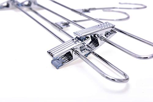Quality Skirt Pants Trouser Hangers, 8-Pack Heavy Duty Metal Swivel Hook, Adjustable Clips, Jeans, Bottoms (Chrome, 8) #TOP4