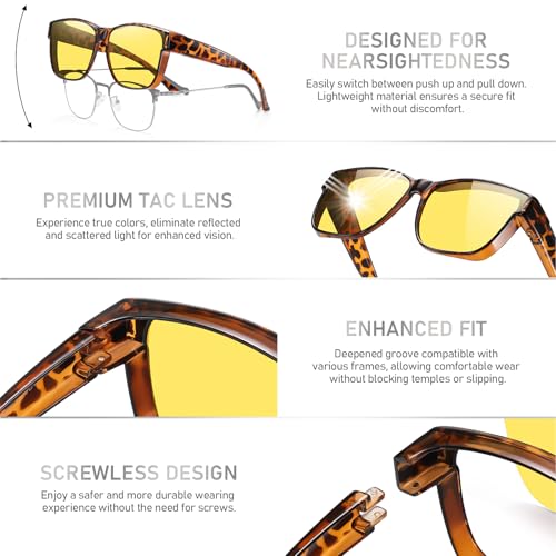Image of HAOLOTA Night Vision Driving Over Glasses, Polarized Nighttime Glasses Men Women Anti Glare Yellow Tinted Lens