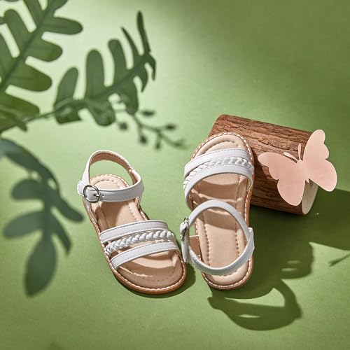 Image of ESTINE Toddler /Little Kid Girls Dress Cross Strappy Open Toe Sandals Princess Flats Summer Flower Girl Shoes