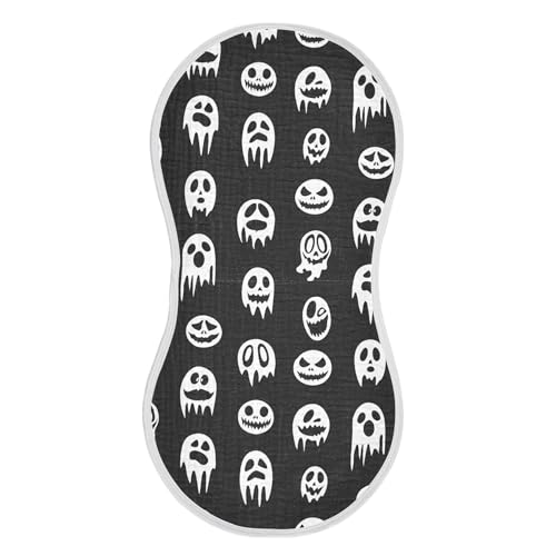 xigua Ghost Faces Muslin Baby Burp Cloths Set of 2, Super Soft & Absorbent Burping Rags, Cotton Burp Clothes Shower Gift for Newborn, Baby Girls and Boys