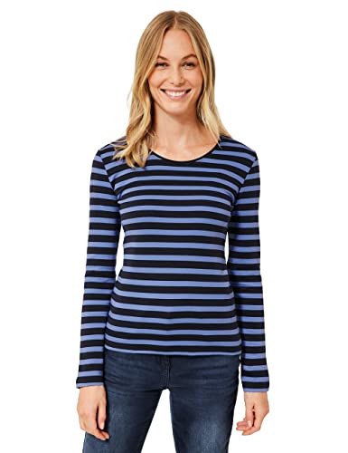 CECIL Damen B318628 T-Shirt Langarmshirt, Striped Blue, M
