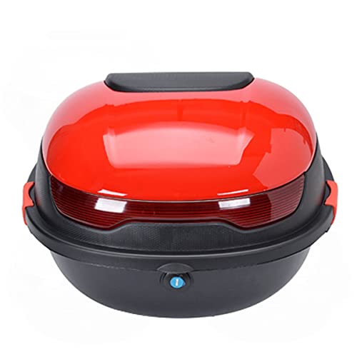 Baúl Superior para Motocicleta de 30 L, Caja Trasera para Motocicleta con Respaldo y Cerradura de Seguridad, Baúl Superior Impermeable, Maleta para Maleteros de Motocicleta/Rojo/Decoración 38L