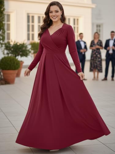 Image of KOH KOH Womens Long Sleeve Empire Cocktail Elegant Evening Versatile Maxi Dress