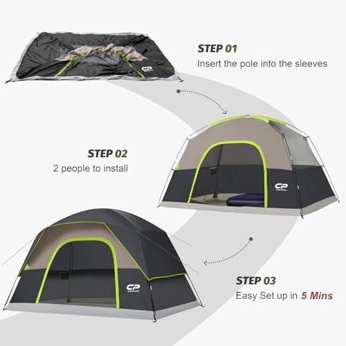 Image of CAMPROS CP Tents for Camping 2 /4 /6 Person, Waterproof Windproof Dome Tent