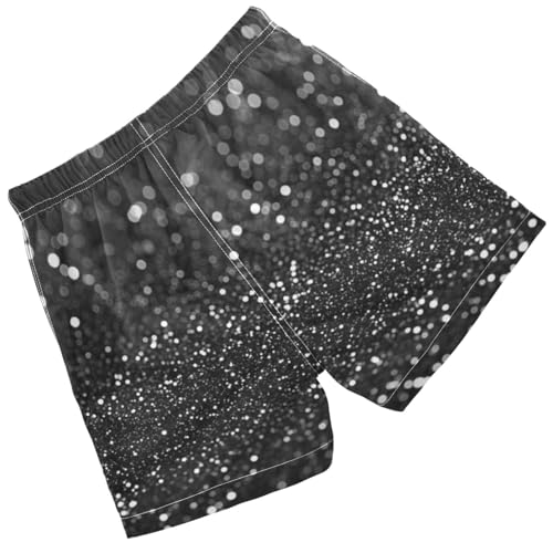 Pigsaly Boys Swim Trunks Dark Charcoal Gray Silver Gradient Flashing Glitter Boys Board Shorts Swimsuit Swimwear XS2
