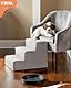 KSIIA Hundetreppe für Kleine Hunde 33cm Hoch, Haustiertreppe mit Abnehmbarem Waschbarem Bezug, Katzentreppe für Alte Katzen Hunde, Rutschfestem Hunderampe Hundetreppe für Bett Sofa, Grau