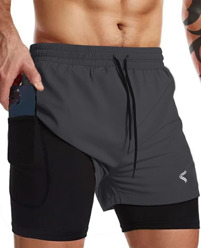 fancy agents Dual Layer 2 in 1 Boxer Gym Shorts for Men & Boys with 3 Pockets | Activewear Half Pant for Sports, Running, Workout, Cycling, Yoga & Home Wear Comfortable Fitness Shorts-picture-15