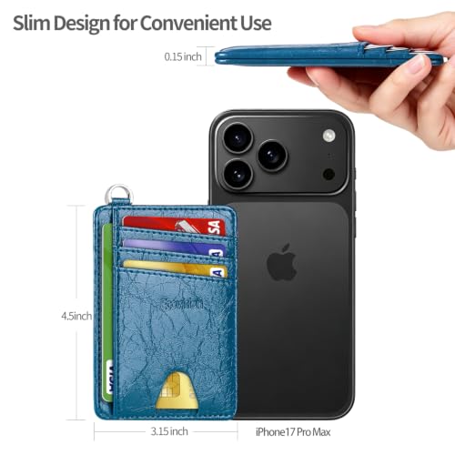 Image of Slim Minimalist Front Pocket Wallet, RFID Blocking Credit Card Holder Wallet with Integrated D-Shackle for Men Women