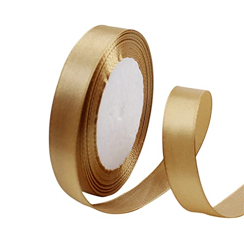 POPOYU Cinta de Satén 15mm x 23m Oro Champán Seda Raso   Rollo de Cinta de Raso Satén para Decoración Boda Cumpleaños Fiesta   Manualidades y Complementos el Pelo Coser Arte Embalaje de Regalo