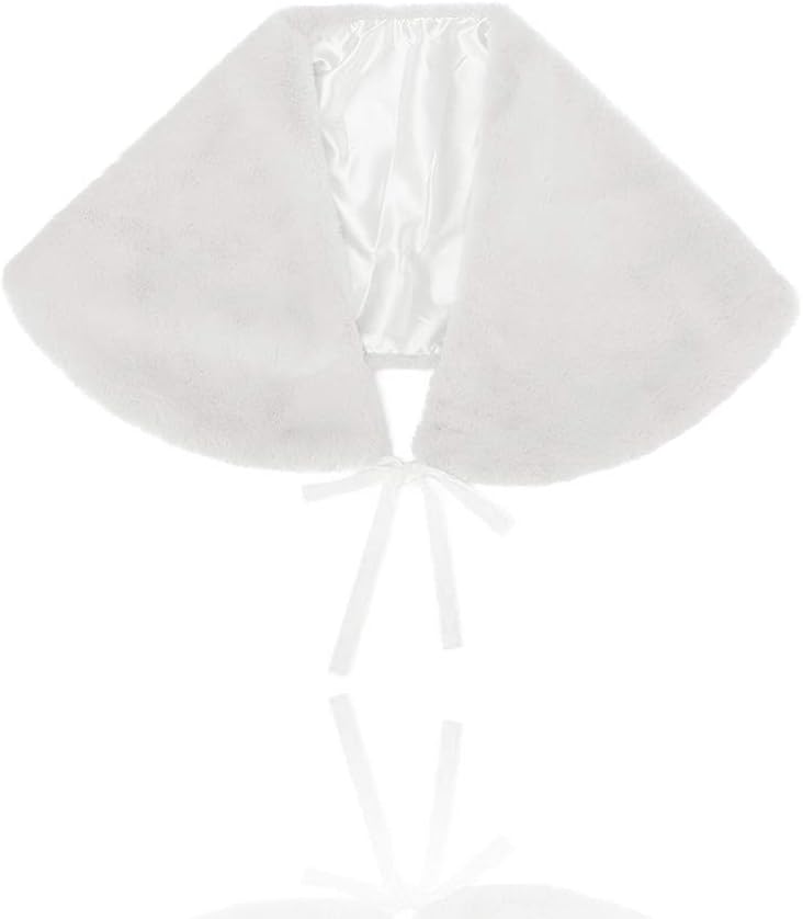 Bounzhi Women's Wedding Faux Fur Shawl Wraps Cover up with ribbon for Bride and Bridesmaids - Image 8