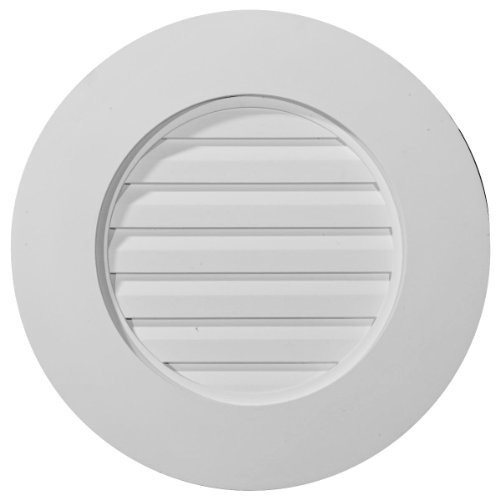 Up To 50% OFF Ekena Millwork GVRO27F Plain Round Louver, w/ Wide Trim, Functional Urethane Gable Vents, 27"W x 27"H x 1 1/4"P, Primed