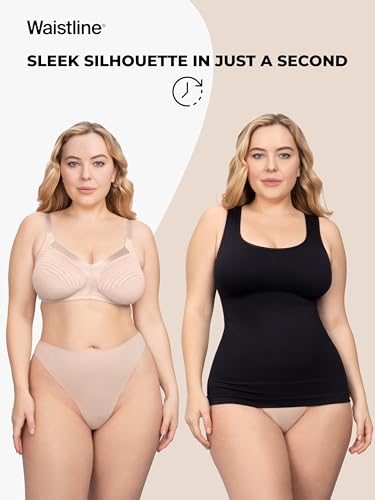 WAISTLINE Women's Compression Tank Top with Wide Straps - Shapewear Camisole for Women - Body Shaper Cami for Tummy Control