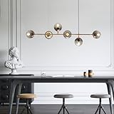 buncc moderna illuminazione a sospensione a soffitto a 6 luci globi in vetro mid-century lampada a sospensione sputnik lampadario a sospensione regolabile per sala da pranzo cucina con isola