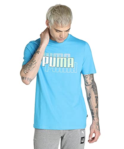 T-shirt Puma Power Summer pour homme en taille grande US 4XL couleur Bleu Azur