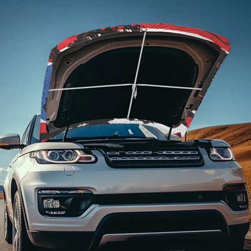 Image of Puerto Rico Flag Car Hood Cover Sunshade Windshield Hood All Season Protection Outdoor Foldable Protective Cover, Universal for Cars