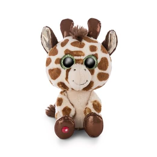 NICI 46944 Original – Glubschis Halla 15 cm – Kuscheltier Giraffe mit großen Augen – Flauschiges Plüschtier mit Glitzeraugen – Schmusetier für Kuscheltierliebhaber, beige/braun