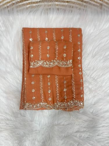 Image of RADHA Women's Embroidery Work Saree with Designer Border for Festive and Traditional Ethnic Drape Saree with Detailed Thread Style Pattern and Elegant Occasion Look