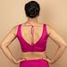 FIGURE'S DESIGNER Women's Dupion Raw Silk Sleeveless V Neck Sabyasachi Cut Readymade Saree Blouse Padded Stitched Lining Designer Indian Festive Blouse S4 (Rani Pink, 38)