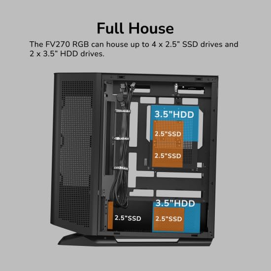 COUGAR FV270 MidTower E-ATX Case, 420mm GPU Supported,Build-in ARGB PWM ...