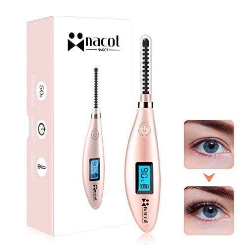 Heated Eyelash Curler, Electric Eyelash Curler with LCD Display 3 Temperature Gears, USB Rechargeable Lash Curler for Women Natural Curling and Long-Lasting