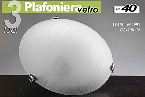 PLAFONIERA TONDA APPLIQUE IN VETRO DA SOFFITTO 3 LUCI 40 CM