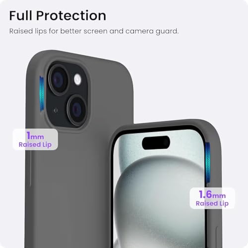 Image of Silicone Case compitable for iPhone 15, Light Blue Protective Cover with Camera Protection Smooth and Soft (Stone Gray)