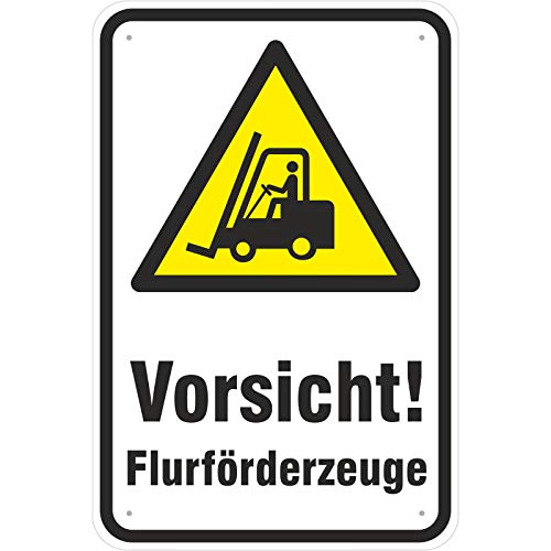 Schild Vorsicht Flurförderzeuge/Staplerverkehr aus Aluminium-Verbundmaterial 3mm stark 20 x 30 cm