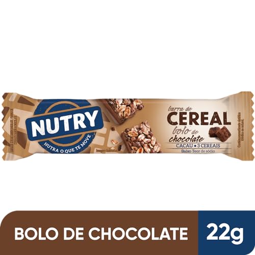 Nutry Barra De Cereais Bolo De Chocolate 22G - Com 3 Cereais E Cacau