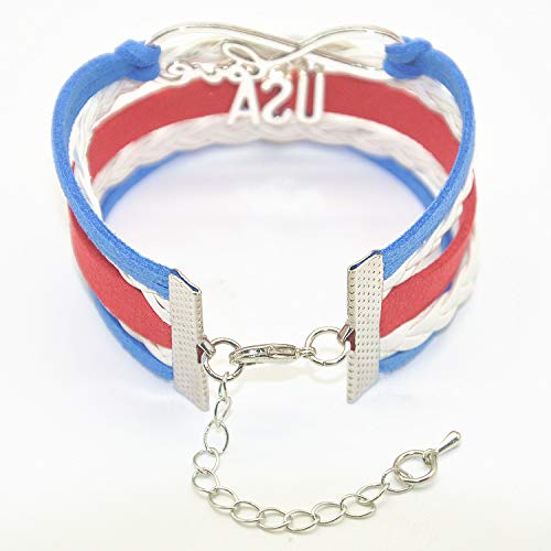 Hcchanshi Usa Star Bracelet Jewelry - Us Star Bracelet Jewelry Usa American Flag Bracelet Usa Gifts For Women, Girls, Men, Boys, American Flag Gifts, Usa Flag Gifts (Royal Blue, White And Red) #TOP3