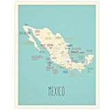 Kindred Sol Collective Mexico Map Poster (11x14) – Map of Mexico Wall Art for Kids, Classroom & Travel Decor – Mexico Map Wall Poster, Educational Geography Print (Blue)