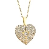 crayfomo Corazón de acero de titanio que se puede abrir collar chapado en oro cubic zirconia o-cadena colgante collar para mujeres 2-en-1 amor Ángel ala joyería regalo