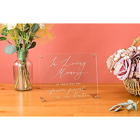 Calculs Memorial Sign for Loved Ones in Loving Memory Clear Acrylic Sign, Memorial Wedding Sign, 25x20cm in Loving Memory Wedding Sign Cover