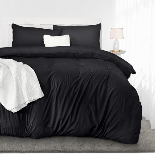 Parure de lit en microfibre noire de qualité supérieure pour lit simple chic