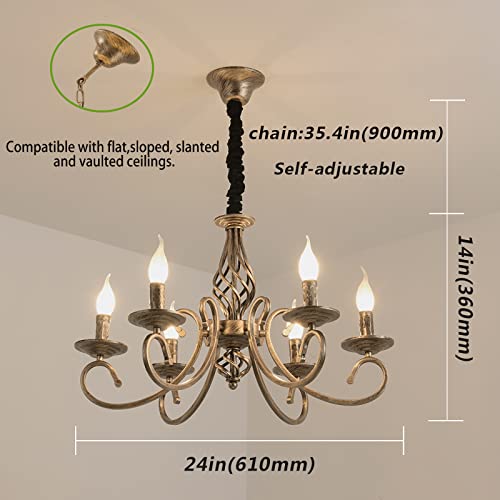 Ganeed Rustic 6-Light Chandeliers,French Country Vintage Chandelier,Metal In Antique Bronze Pendant Chandelier,Pendant Light Fixture thumb #3