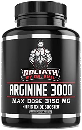 Dr. Emil - L Arginine (3150mg) Highest Capsule Dose - Nitric Oxide Supplement for Vascularity, Endurance and Heart Health (AAKG and HCL) - 90 Tablets