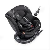 BABYAUTO – Silla de coche KANDA iFix 40-150 Centímetros i-Size – Isofix + Top Tether en base – Giro 360° – A contramarcha hasta 105 Centímetros – 4 reclinados – Reposacabezas ajustable (Jet Black)