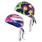 LOBUZY 2PCS Cycling Bandana Pirate Skull Caps Motorcycle Biker Helmet Liner Sweat Wicking Summer Beanie Hat for Men&Women