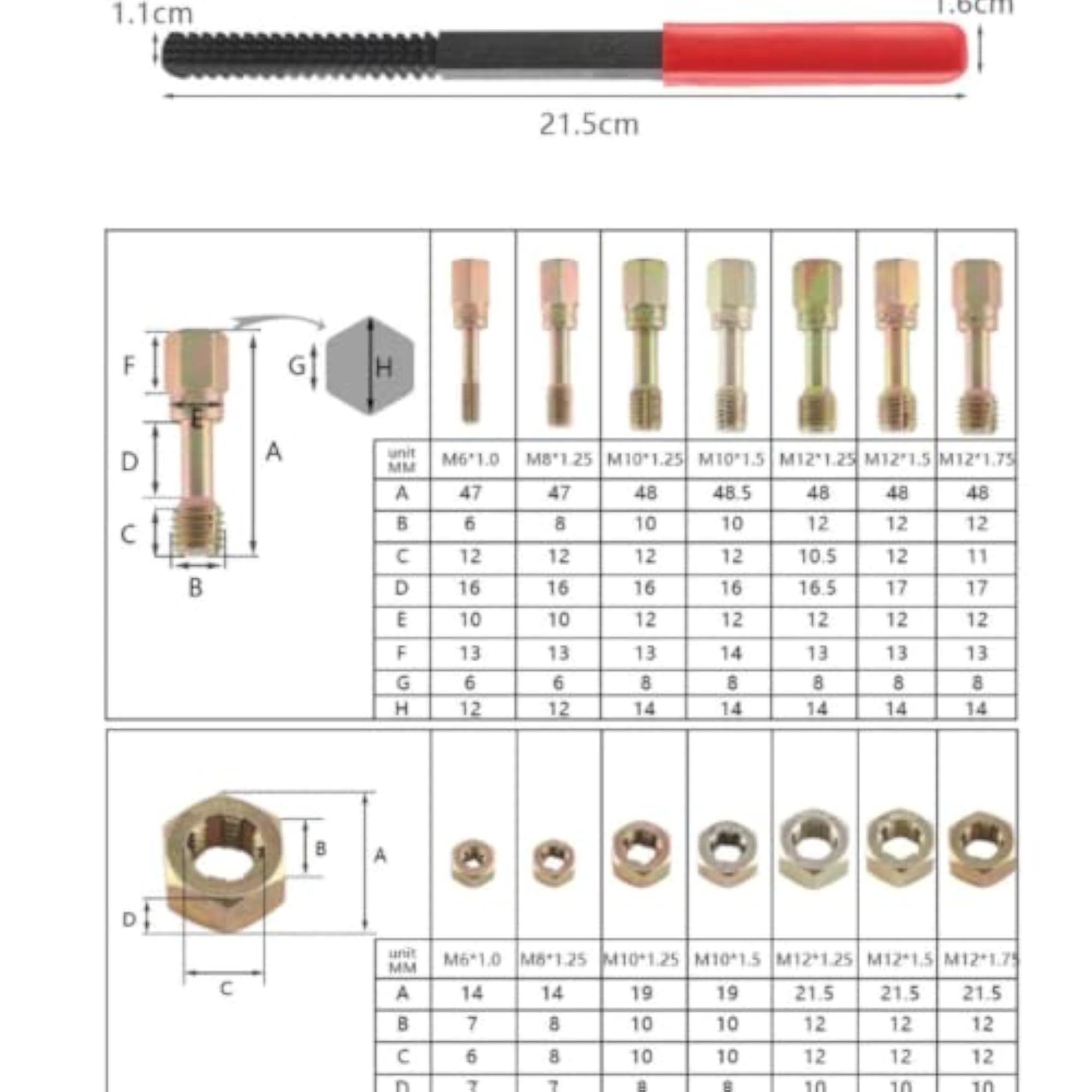 15 Pieces High Hardness Thread Repair Kit