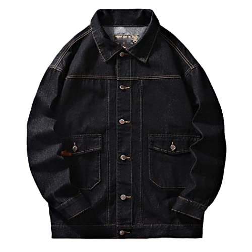 Veste en jean en coton noir haut de gamme à revers classique SaoBiiu
